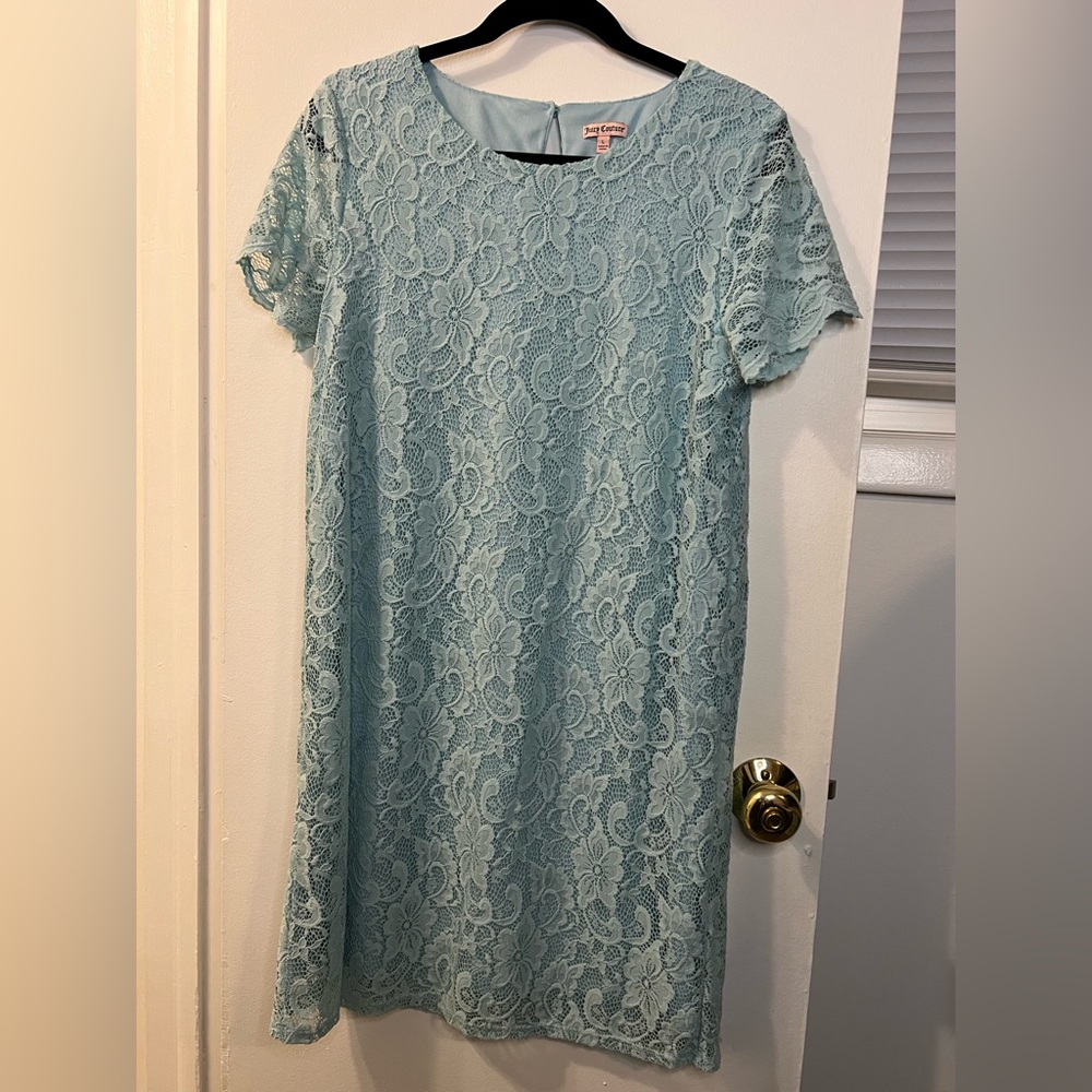 Juicy Couture Lace Midi Dress in Light Blue